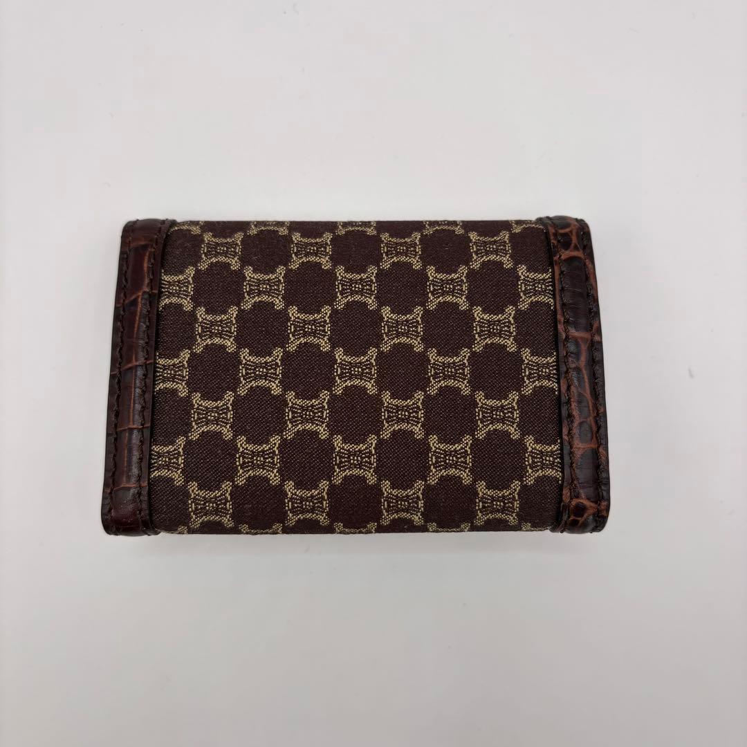 希少品　CELINE キーケース　6連　マカダム　ブラウン　クロコ　レザー　キー