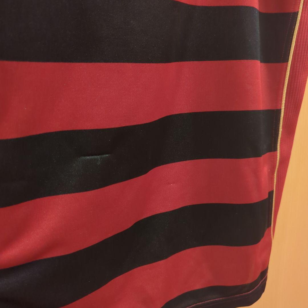 adidas ラガーシャツ 赤黒ストライプ