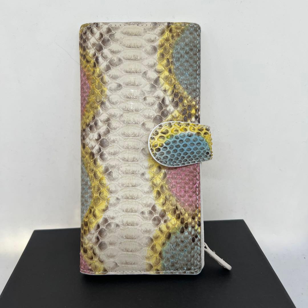 ノリコン さん専用新品　パイソンカラフルヘビ柄 二つ折り 長財布