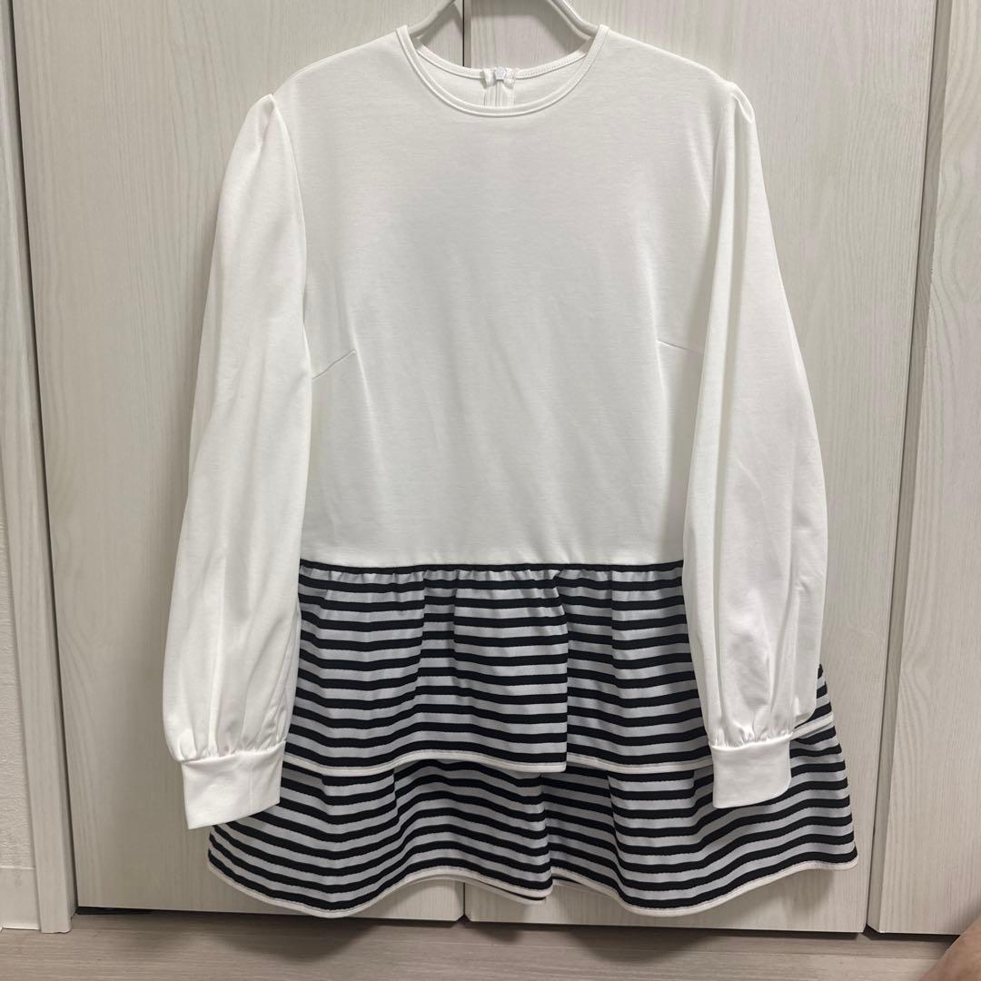 BORDERS at BALCONY ペプラム長袖カットソー　 ホワイト