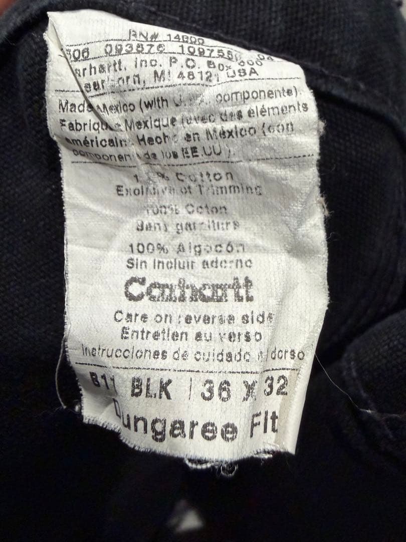 カーハート　ダック　ペインターパンツ　古着　ブラック　W36L32