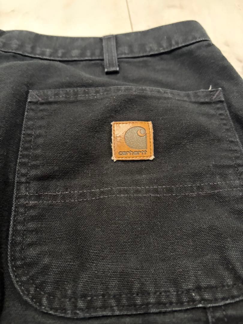 カーハート　ダック　ペインターパンツ　古着　ブラック　W36L32