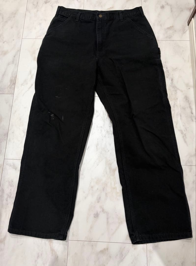 カーハート　ダック　ペインターパンツ　古着　ブラック　W36L32