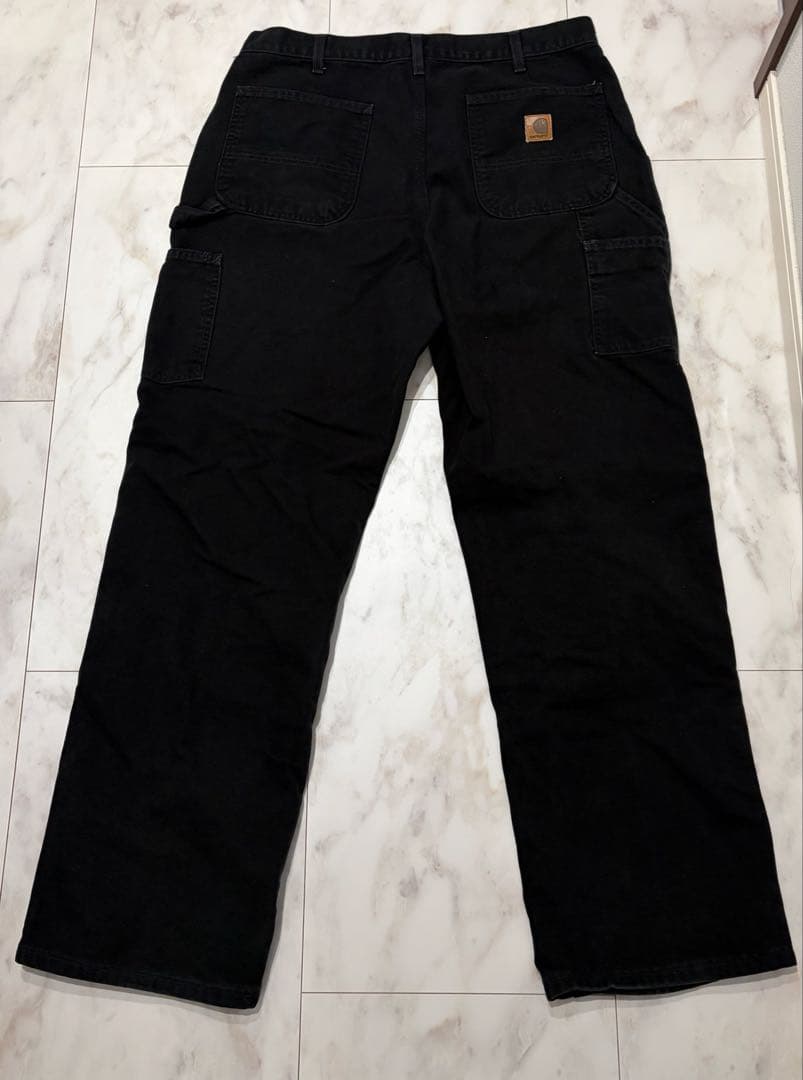 カーハート　ダック　ペインターパンツ　古着　ブラック　W36L32