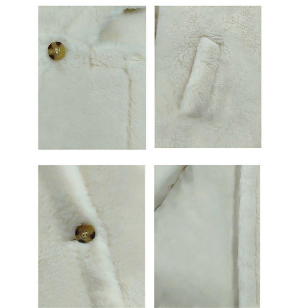 オフホワイト フード付きウールポンチョ