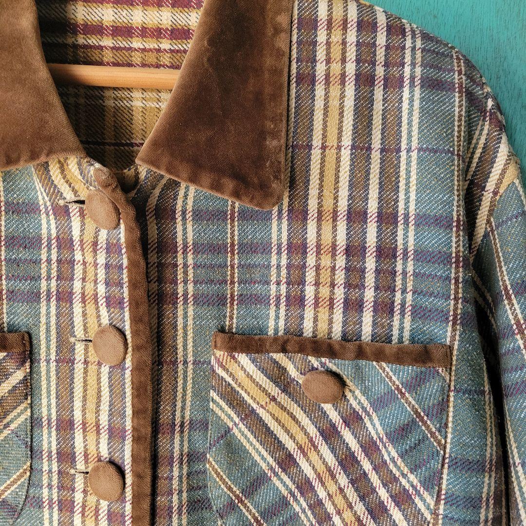 80s ES RECH レディース L相当 ネル×ベルベット