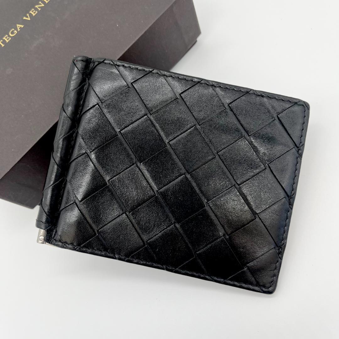 ボッテガヴェネタ　マネークリップ　イントレチャート　ブラック　箱保存袋