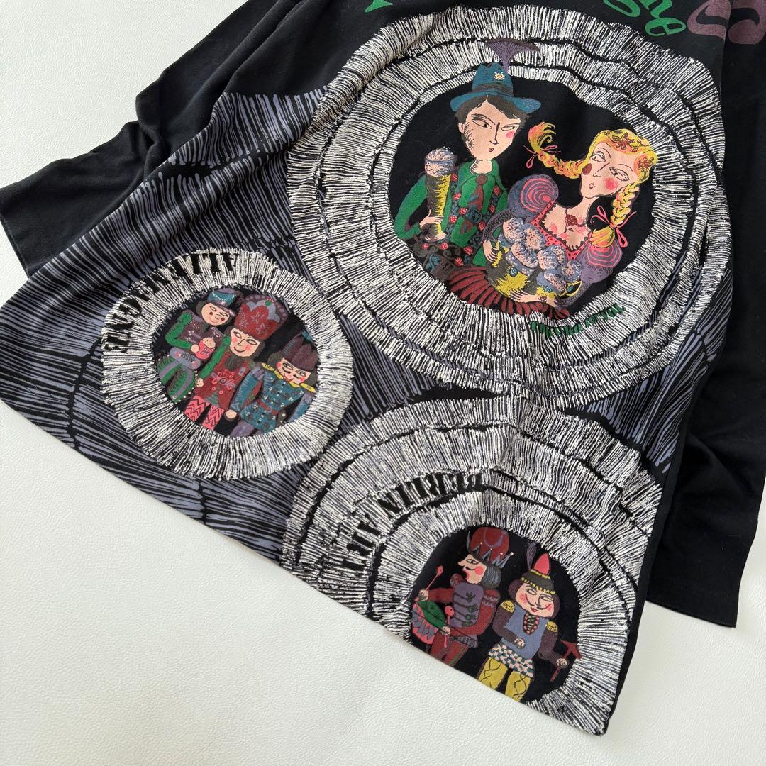 トクコプルミエヴォル アートプリント ハイネック チュニック 黒 人物柄 日本製