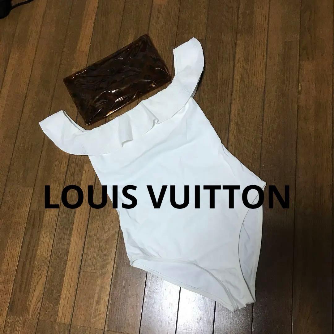 LOUIS VUITTON フリル付きカットワークワンピース水着 34