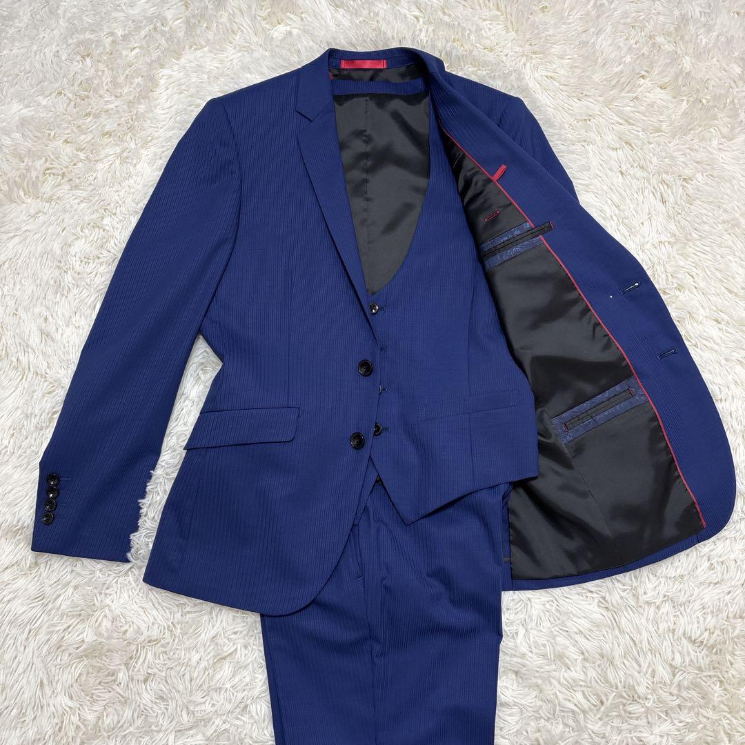 【未使用品】リスペクトネロ　セットアップ　スリーピース　ブルー　ストライプ　Y5
