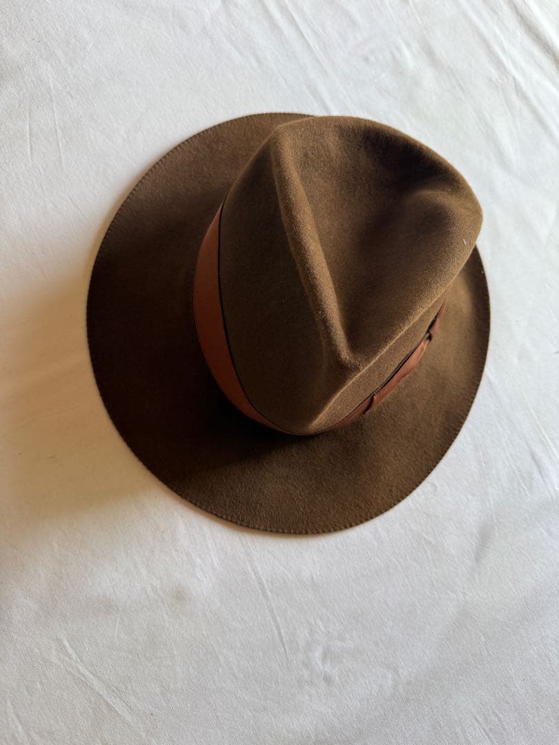 Borsalino ブラウン ウールフェルトハット 箱付き