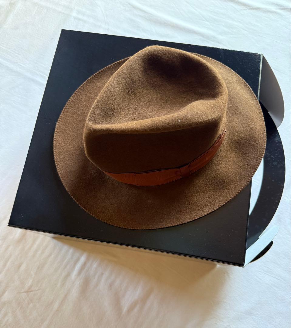 Borsalino ブラウン ウールフェルトハット 箱付き