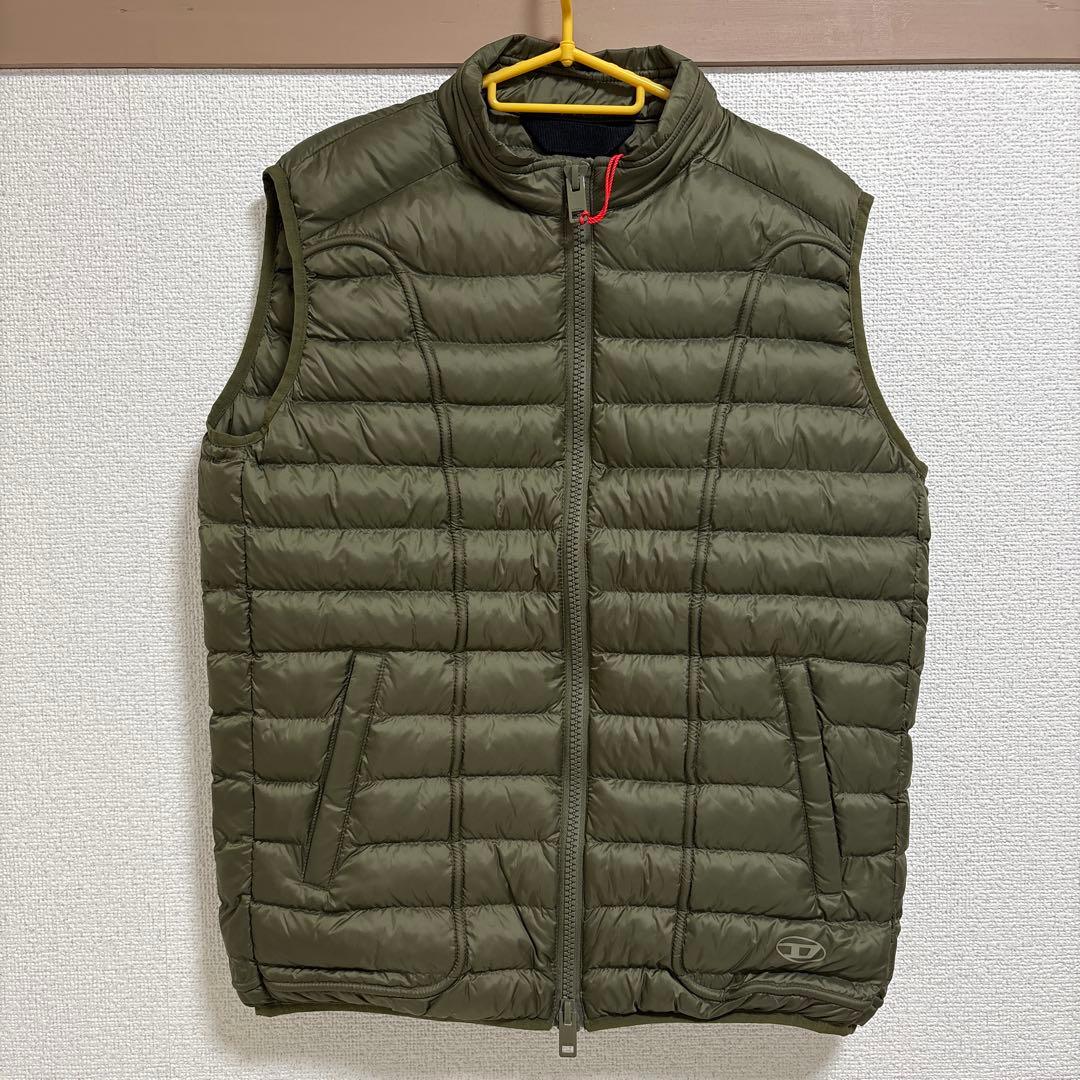 DIESEL キルティングダウンベスト オリーブ　48サイズM相当