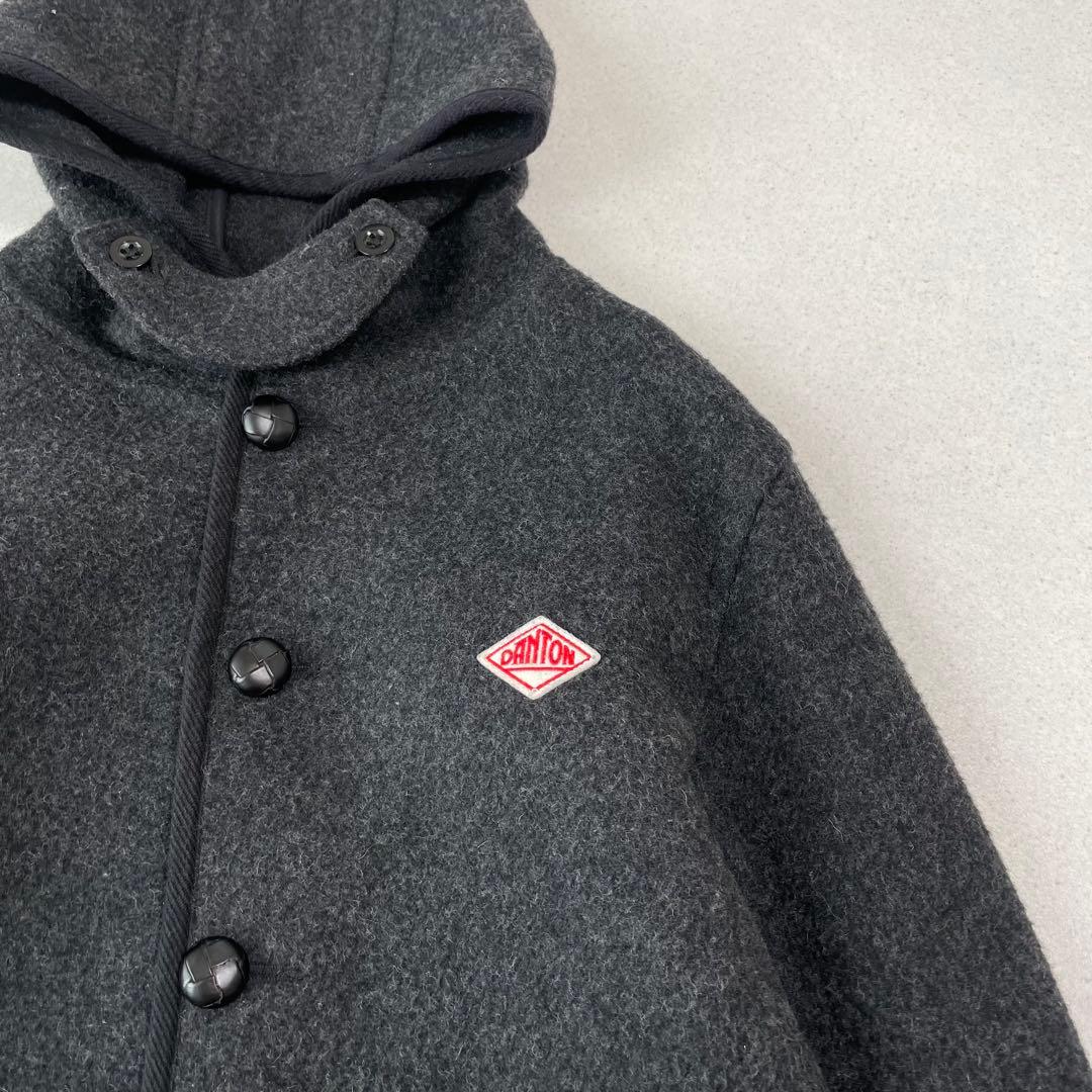 DANTON ダントン フード付き ウールモッサコート チャコールグレー 40