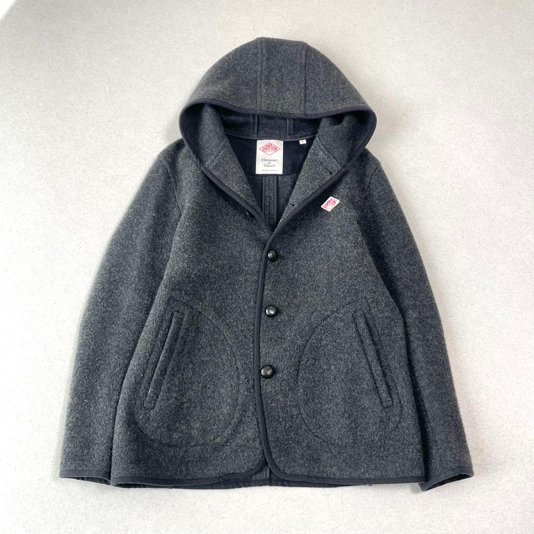 DANTON ダントン フード付き ウールモッサコート チャコールグレー 40