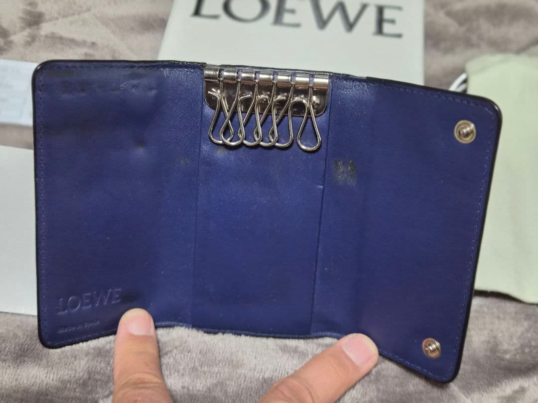 直営店購入ロエベ　キーケース　リネン　ネイビー　LOEWE　送料込み