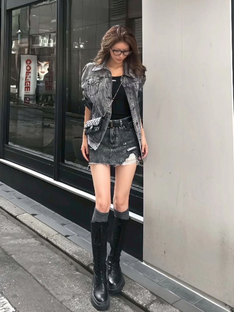 ❤︎即購入不可　DIANTE ケミカルウォッシュ　デニムスカート　グレー❤︎