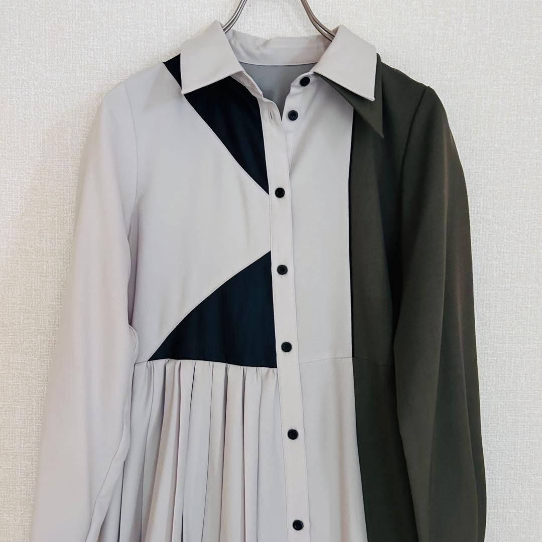 【未使用・完売】UNITED TOKYO ブロッキングラインプリーツワンピース