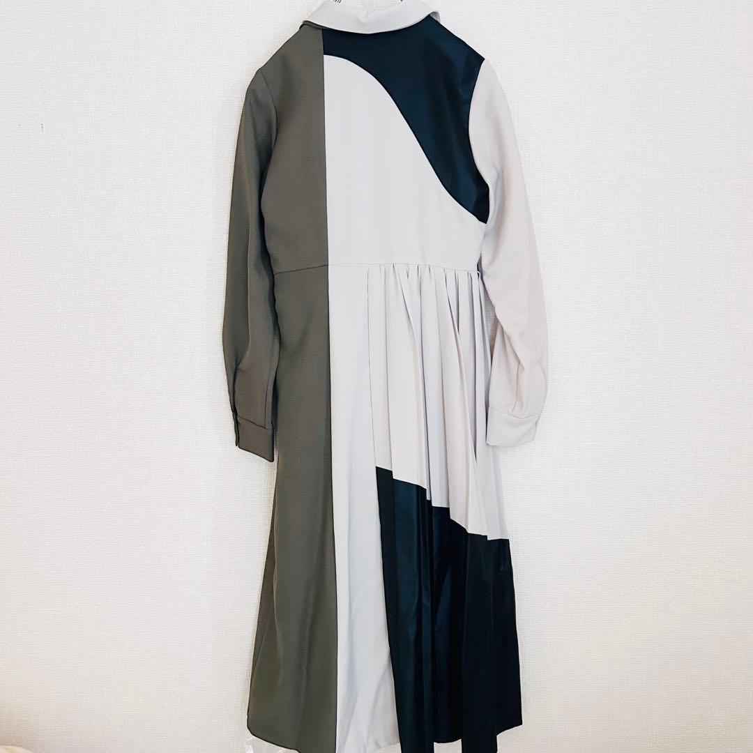 【未使用・完売】UNITED TOKYO ブロッキングラインプリーツワンピース