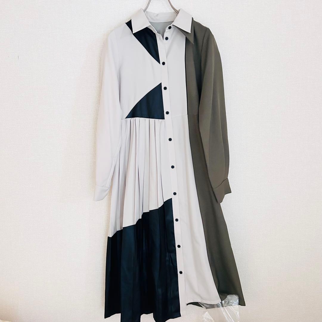 【未使用・完売】UNITED TOKYO ブロッキングラインプリーツワンピース