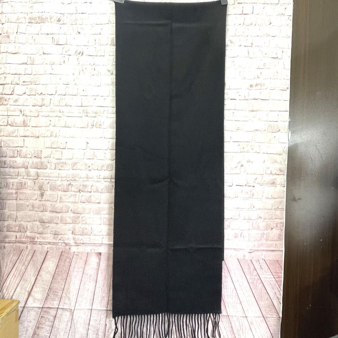 美品　Johnstons　マフラー　カシミア100%　ブラック　黒