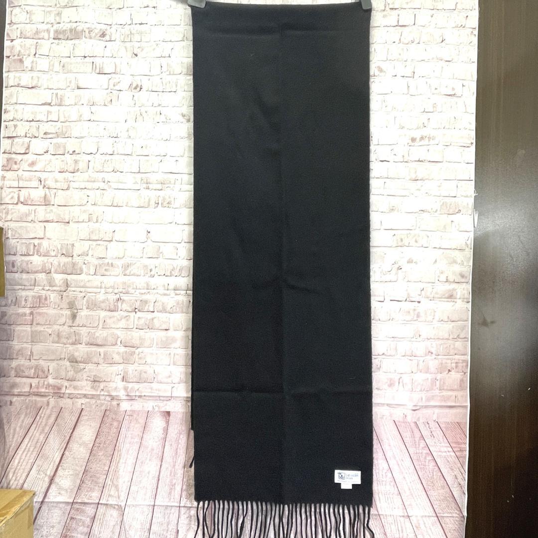 美品　Johnstons　マフラー　カシミア100%　ブラック　黒