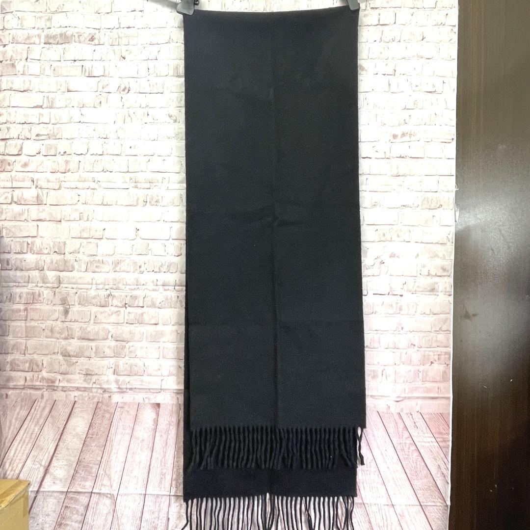 美品　Johnstons　マフラー　カシミア100%　ブラック　黒