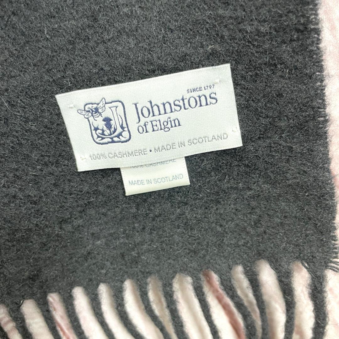 美品　Johnstons　マフラー　カシミア100%　ブラック　黒