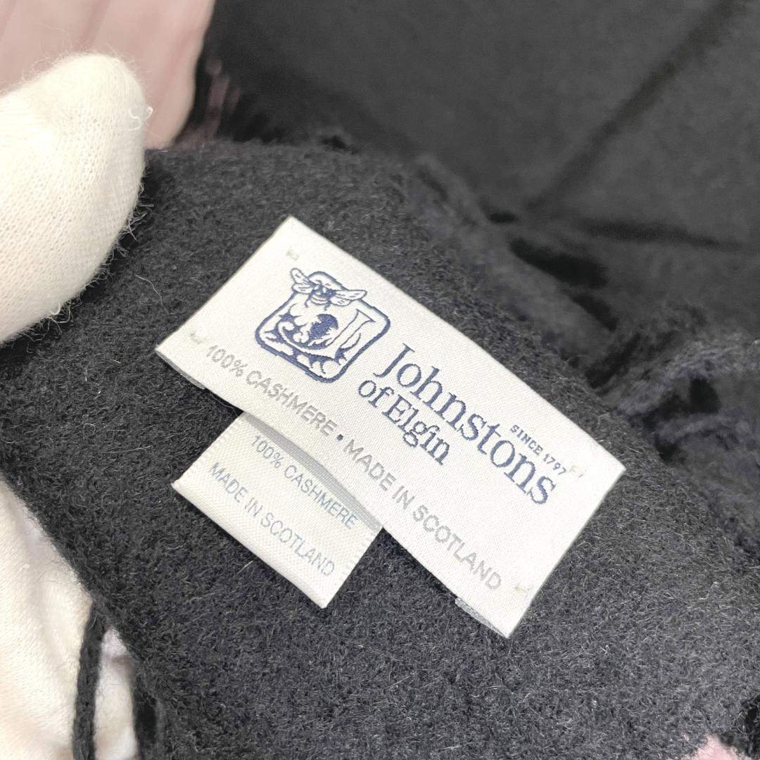 美品　Johnstons　マフラー　カシミア100%　ブラック　黒