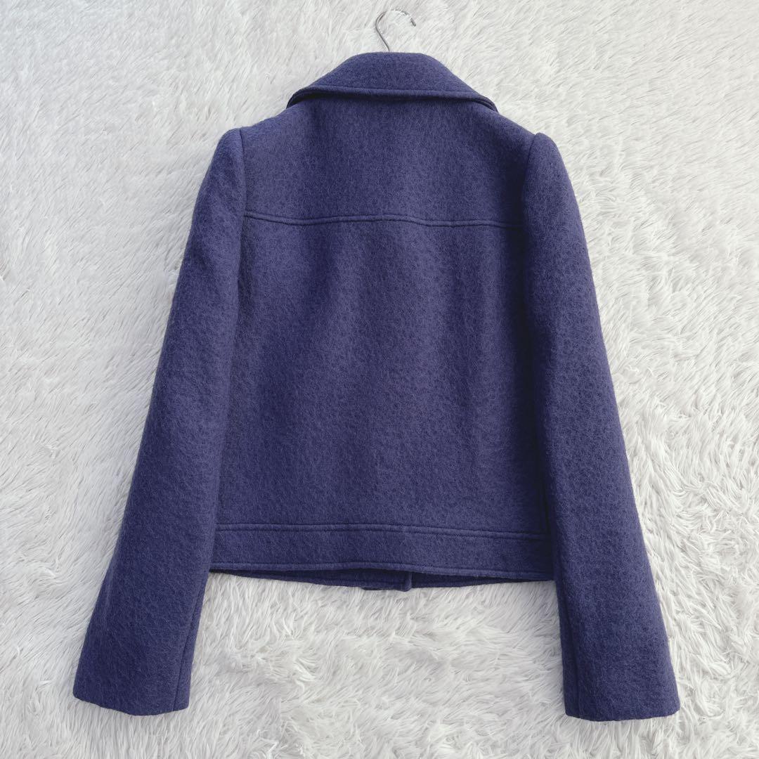 極美品 ジルサンダーネイビー ウールショートコート ジャケット パープル XL