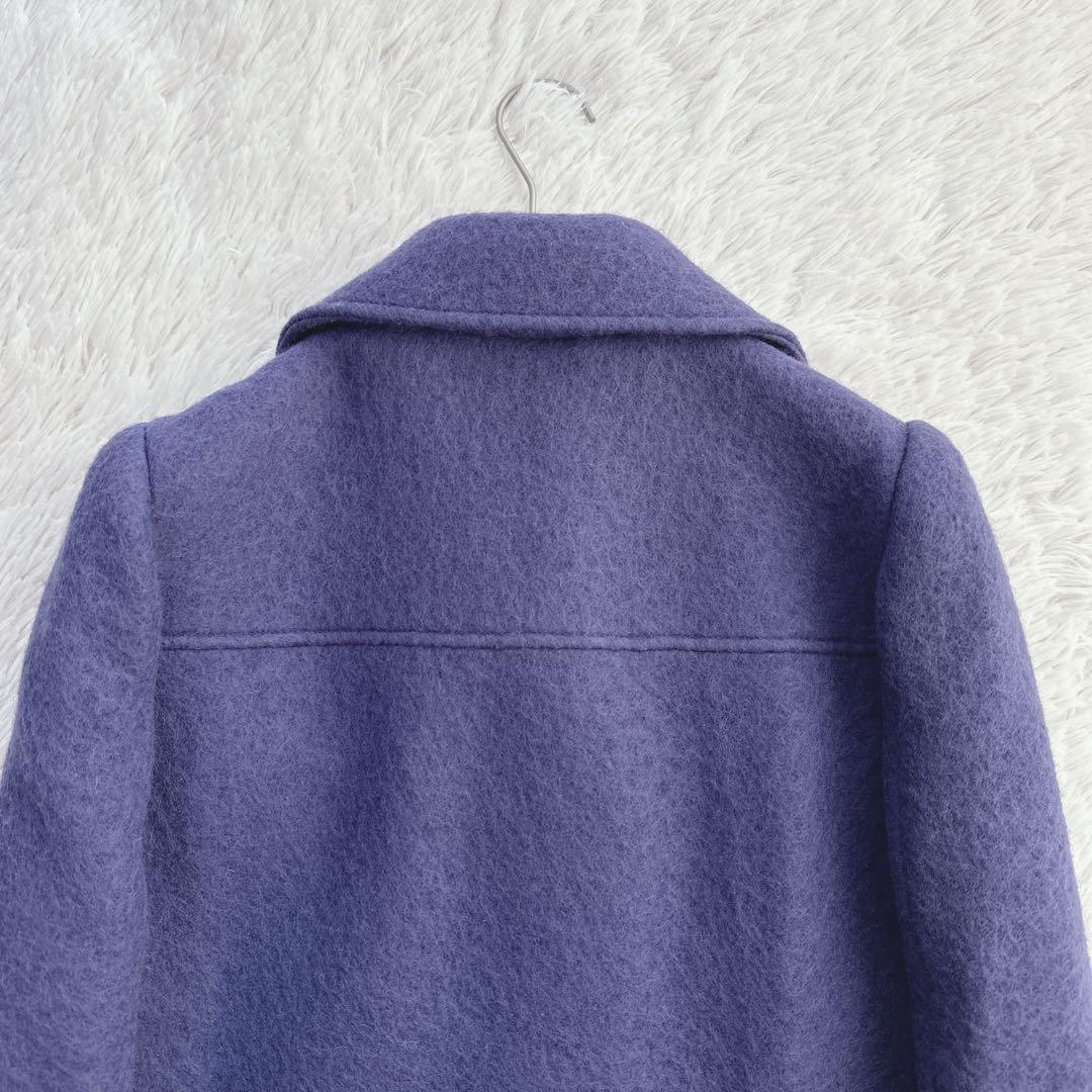 極美品 ジルサンダーネイビー ウールショートコート ジャケット パープル XL