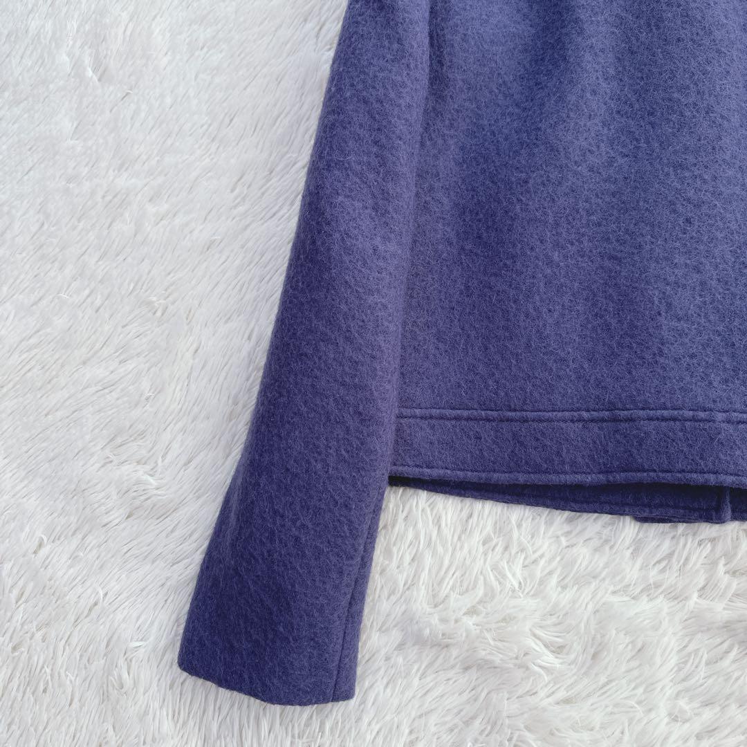 極美品 ジルサンダーネイビー ウールショートコート ジャケット パープル XL