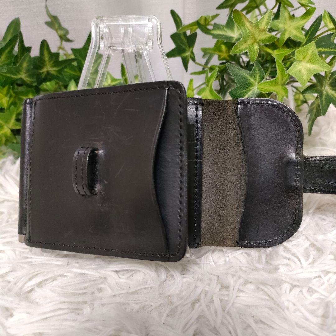 廃盤希少 PORTER 折り財布 黒 レザー ポーター ネイチャーマネークリップ