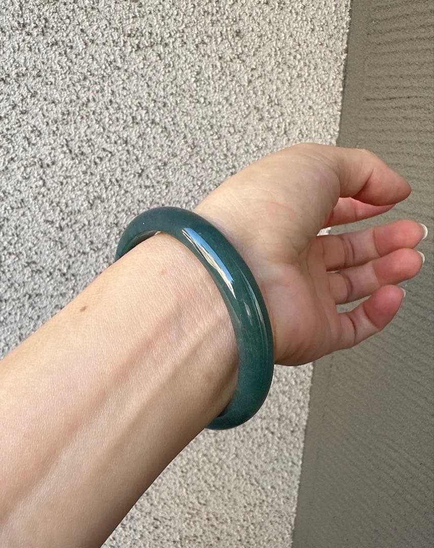 Ａランク翡翠 ヒスイバングル 藍水翡翠　鑑定書付き