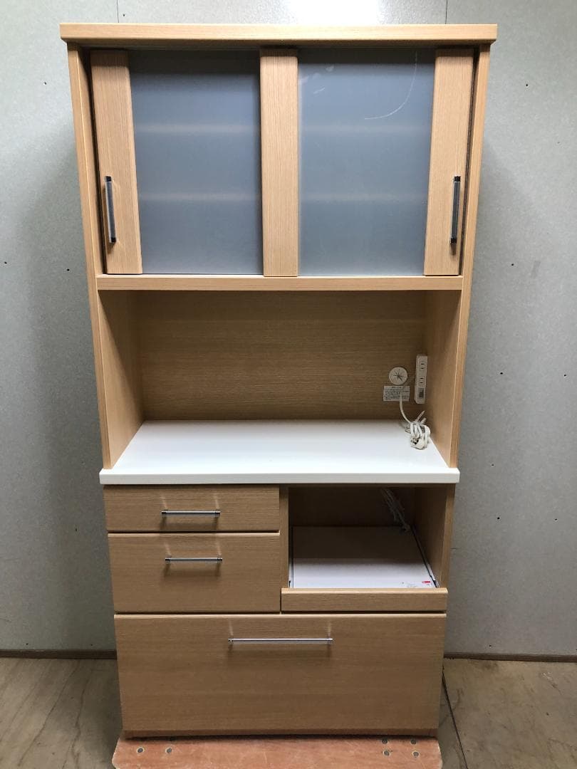 ニトリ 食器棚 RIPE-90KBS キッチン・レンジボード　250329-1