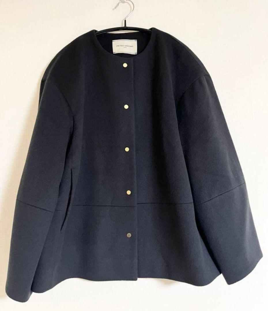 UNITED ARROWS ノーカラー メタルボタン ショートコート