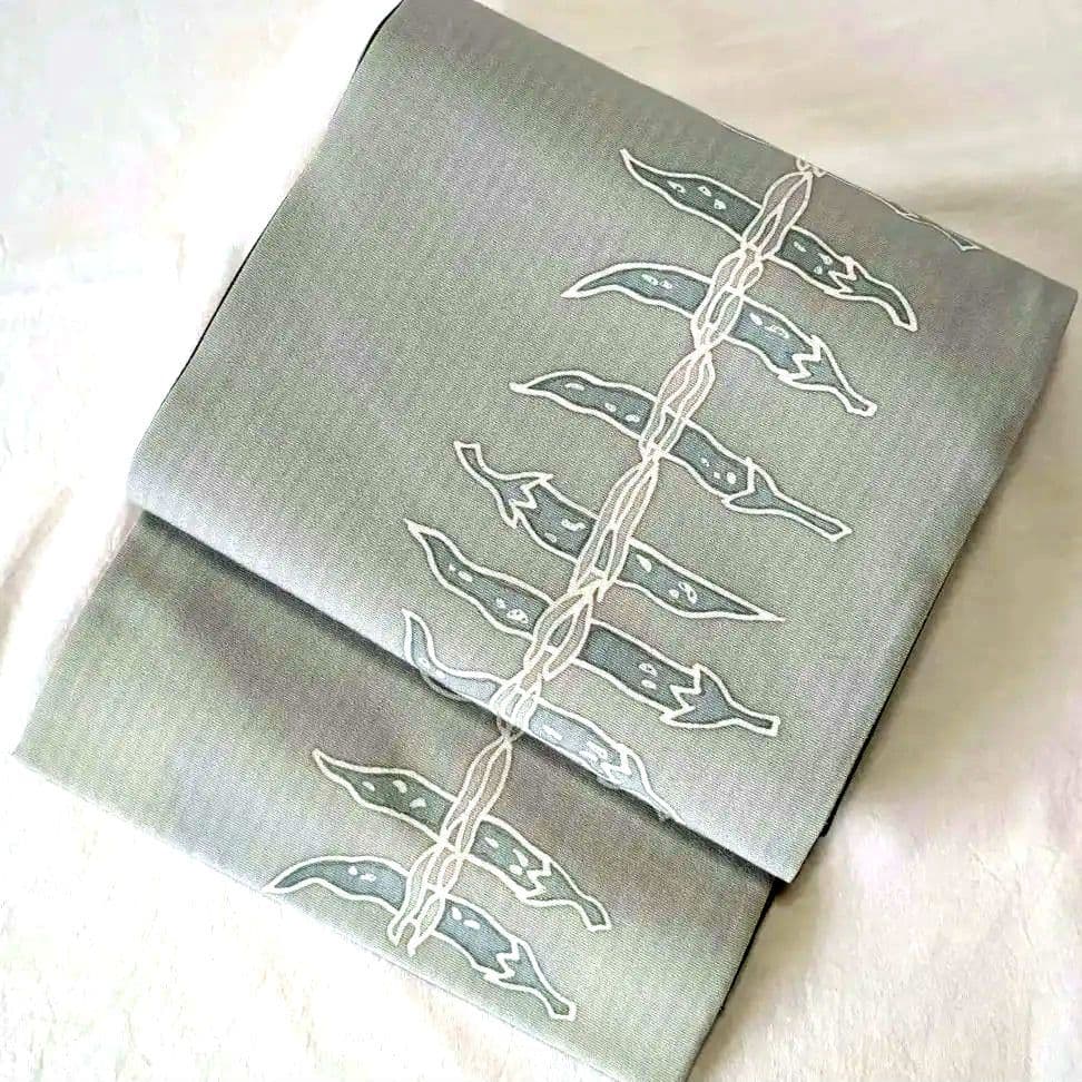 正絹　全通柄袋帯　型染　成物　唐辛子　魔除　大人の遊び心帯