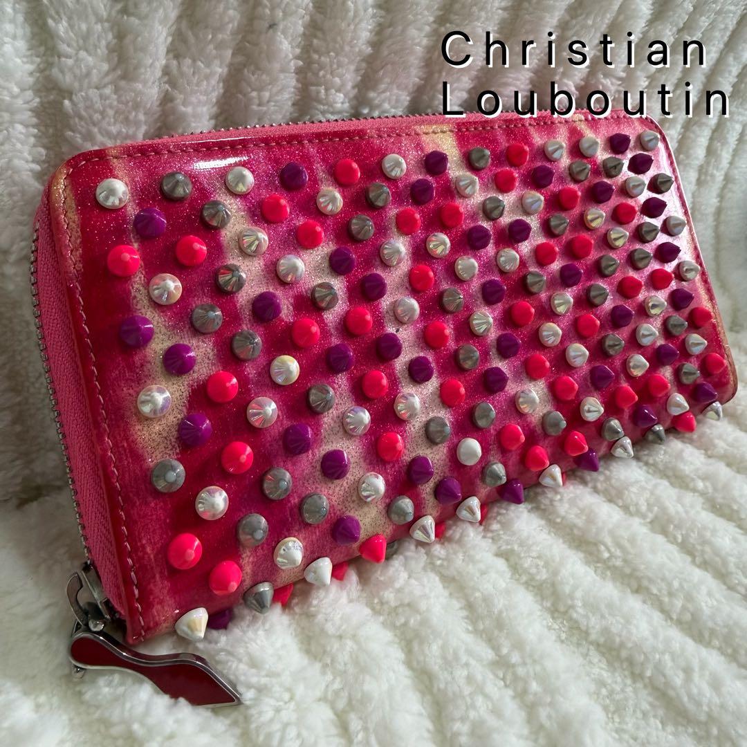 ✨️美品✨️ルブタン 長財布 パネトーネ ラウンドジップ マルチカラー ピンク