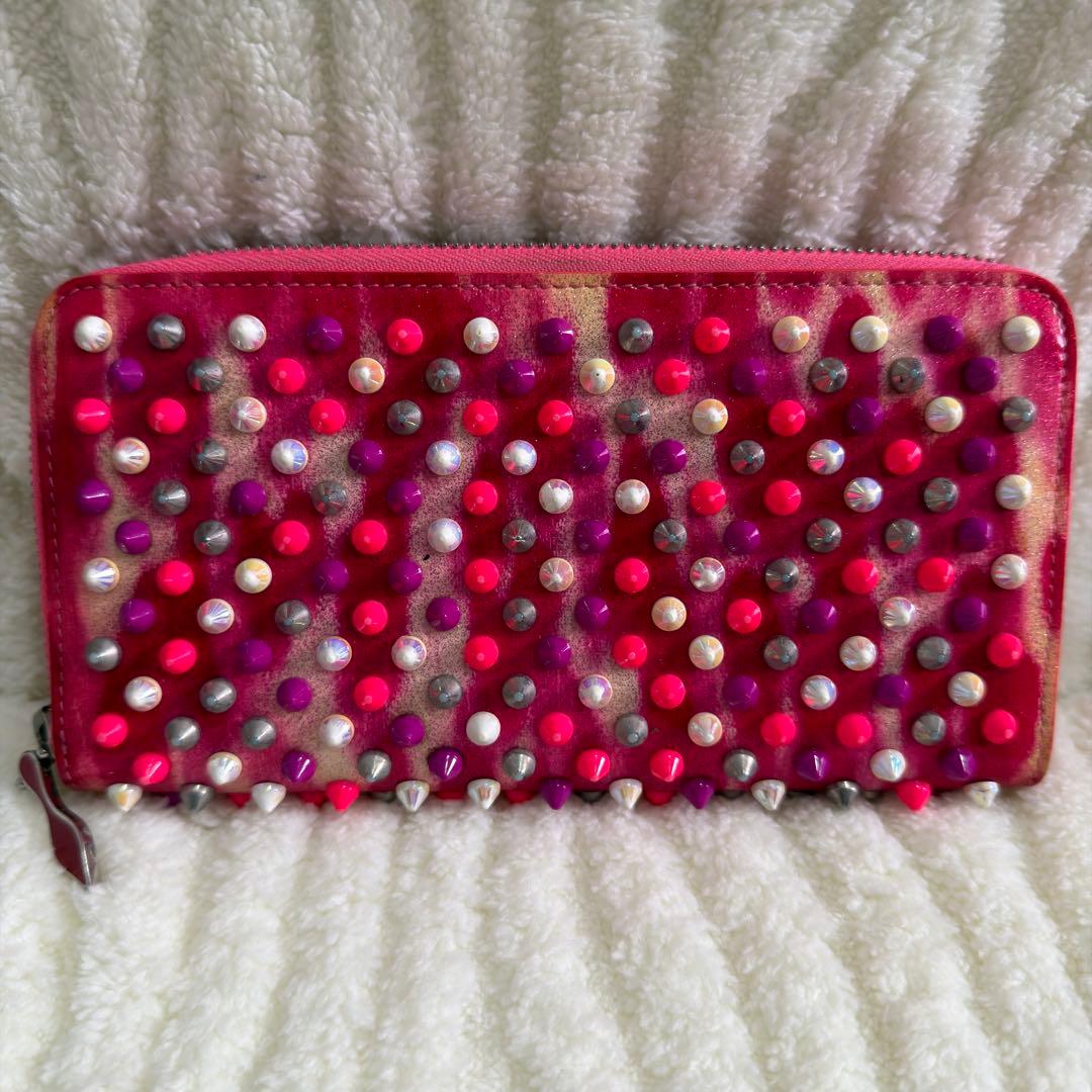 ✨️美品✨️ルブタン 長財布 パネトーネ ラウンドジップ マルチカラー ピンク