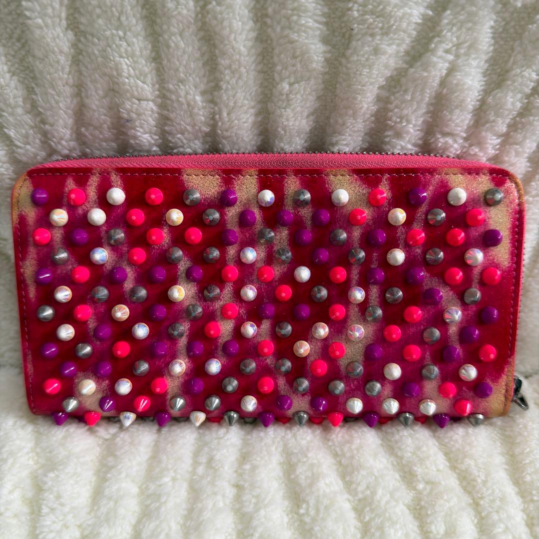 ✨️美品✨️ルブタン 長財布 パネトーネ ラウンドジップ マルチカラー ピンク