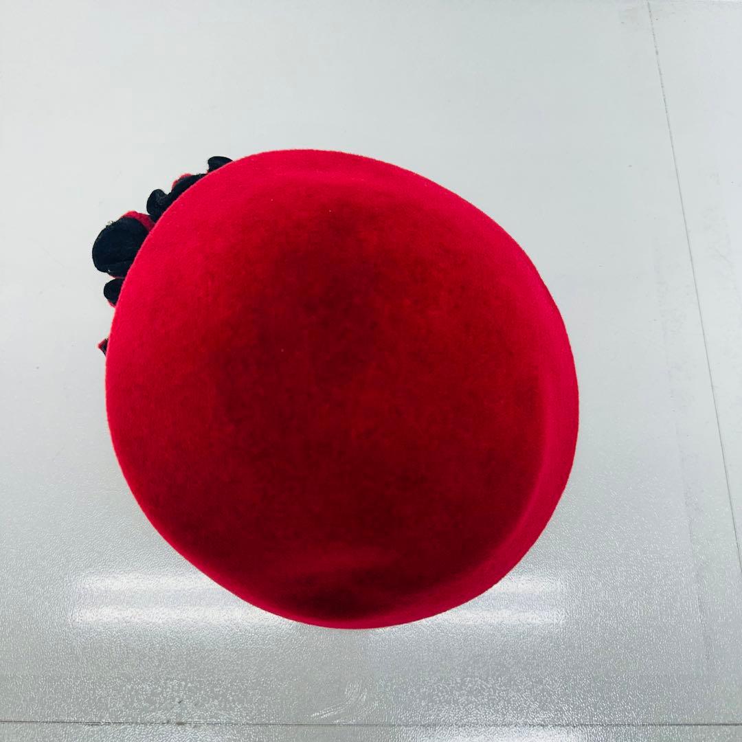 maxim 赤いフラワーリボンハット　兎毛