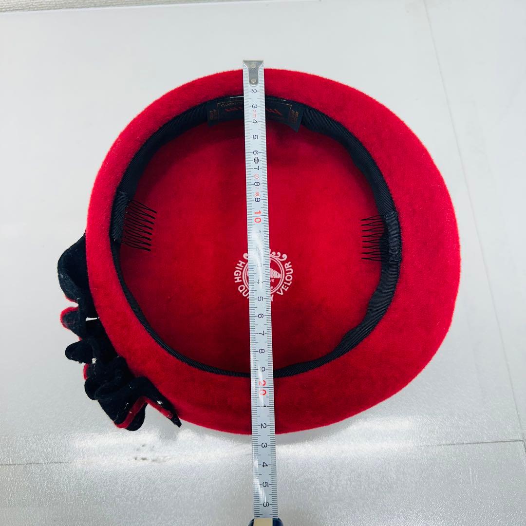 maxim 赤いフラワーリボンハット　兎毛