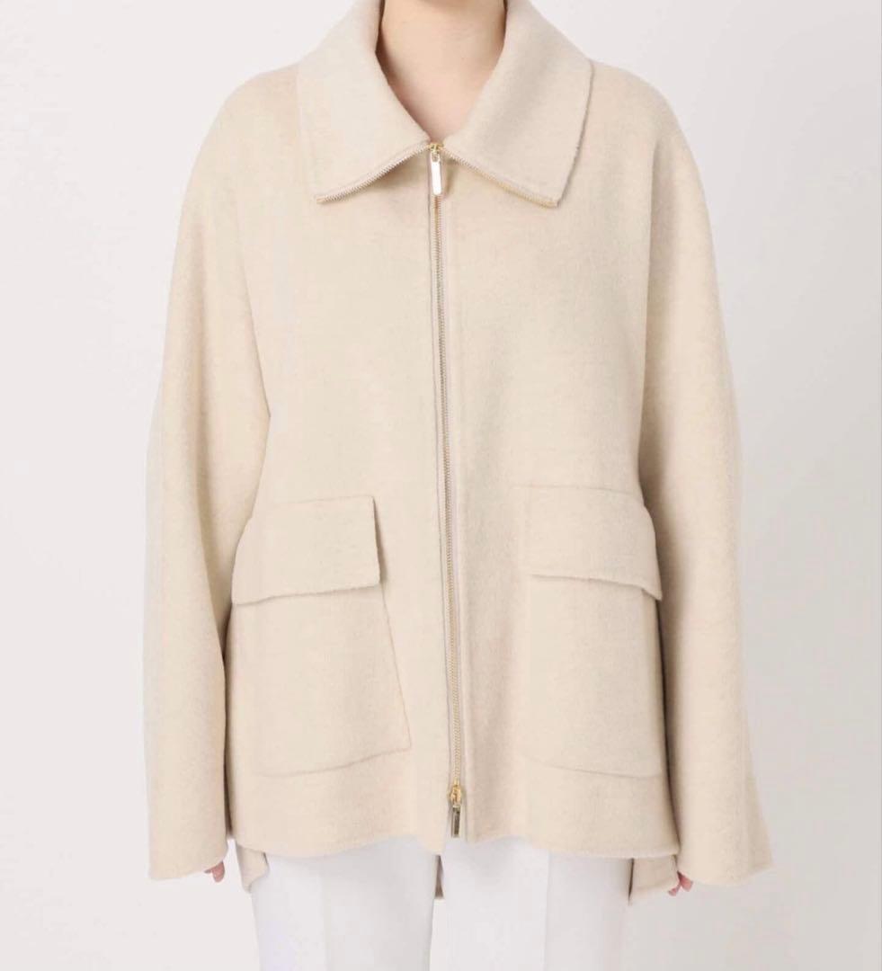 NOBLE キャメルミックスリバージップコート　ホワイト　38 新品