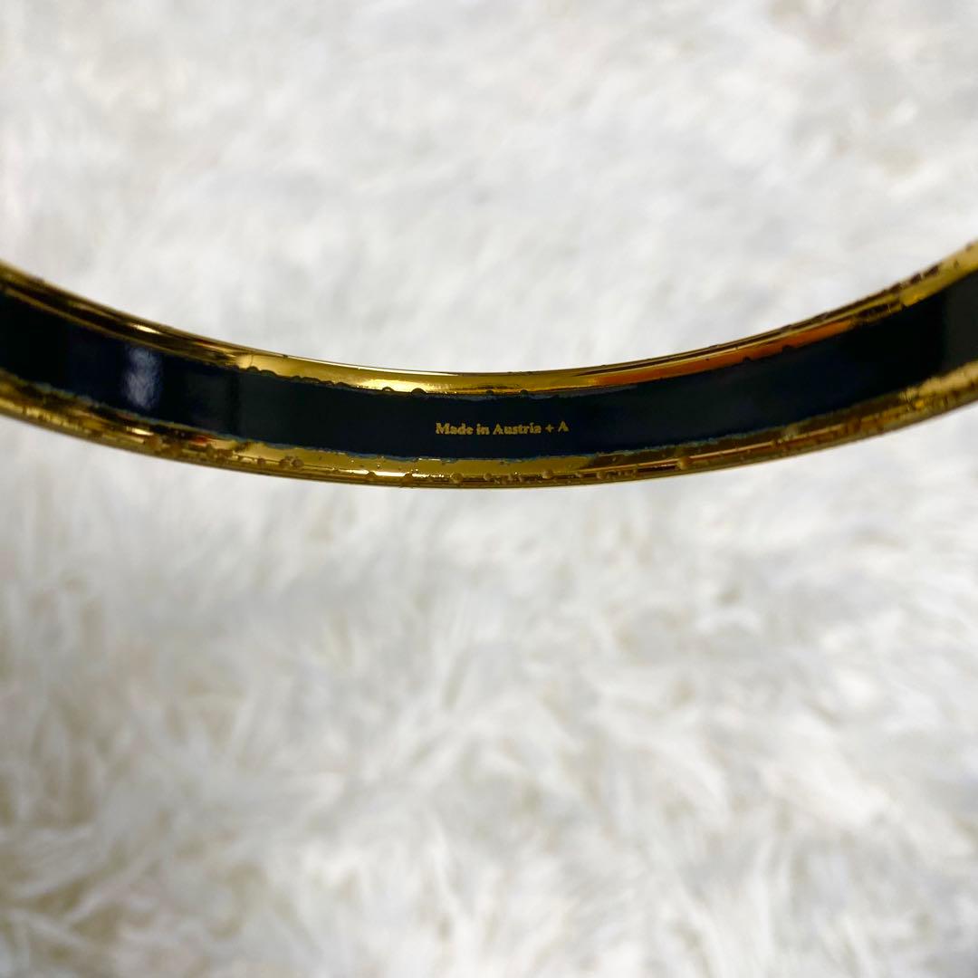 HERMES エマイユ　七宝焼　バングル　ブレスレット　猫　アニマル　ブルー