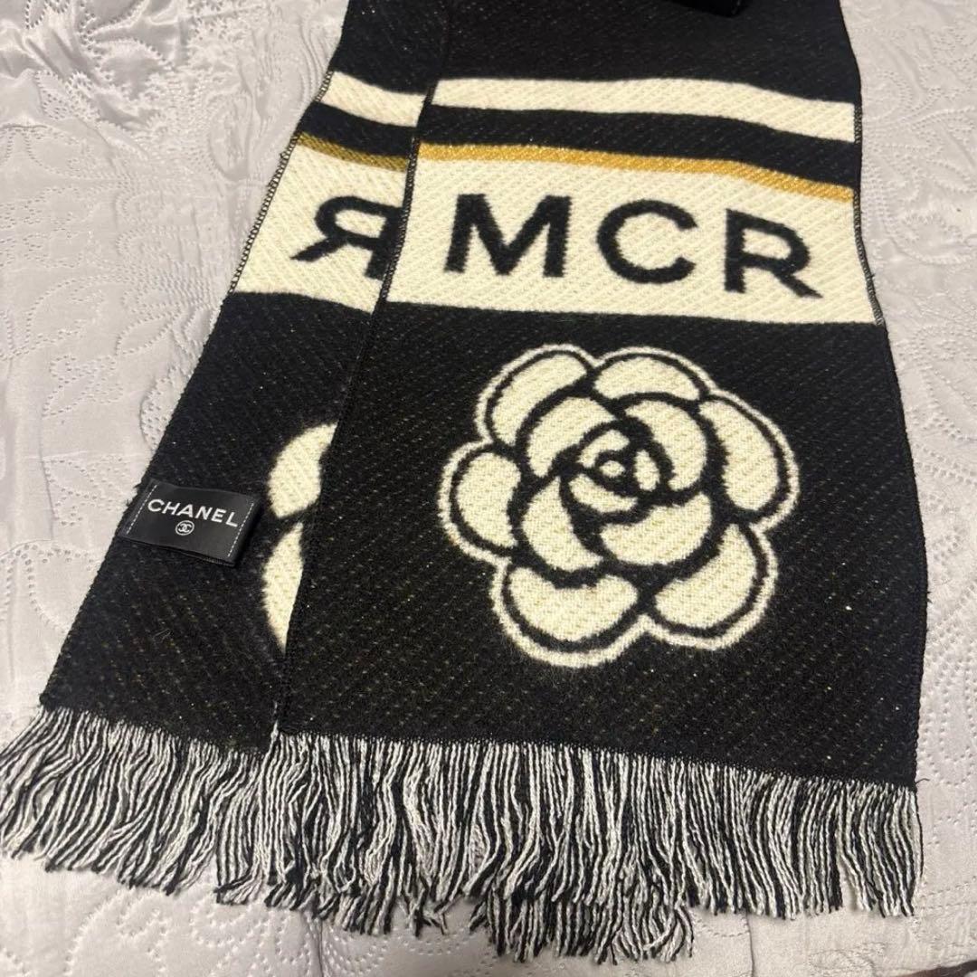 美品 レア ココマークMCRマフラー ブラック アイボリー CHANEL