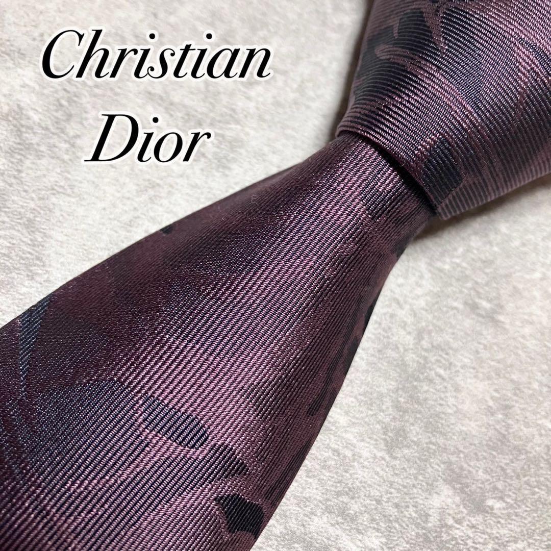 未使用品　クリスチャンディオール　ネクタイ　ボタニカル　花柄　フラワー　光沢感