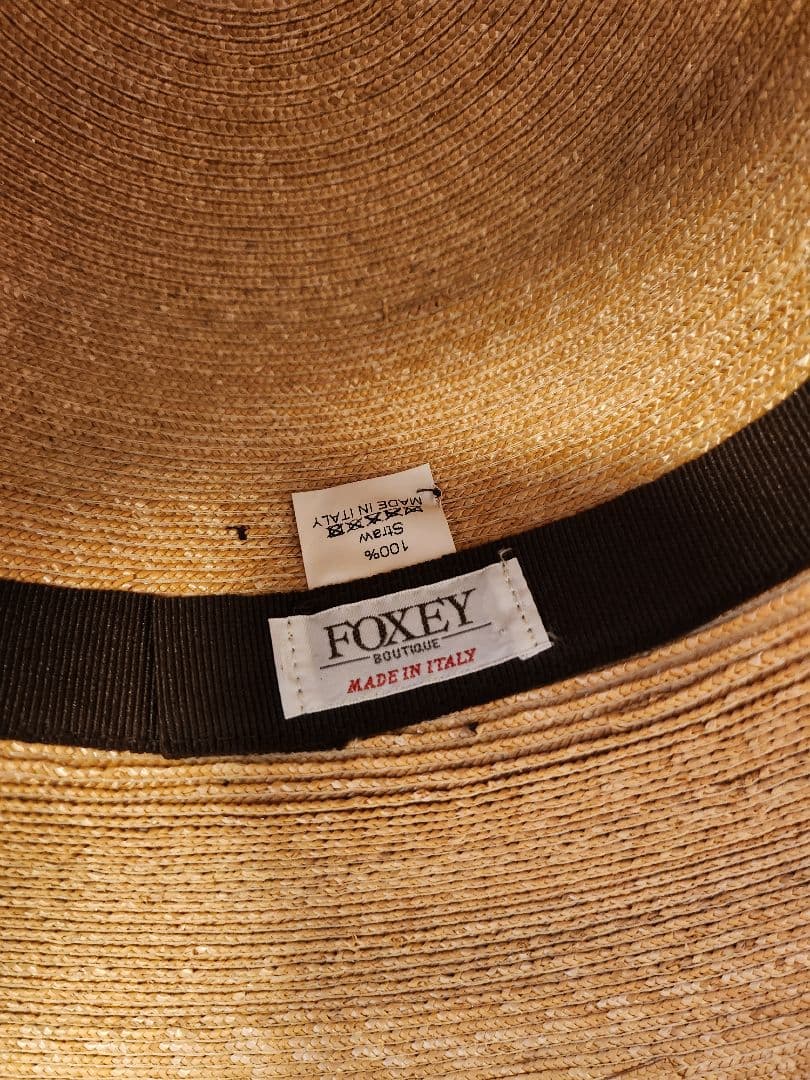 FOXEY 麦わら帽子　ブラウンリボン