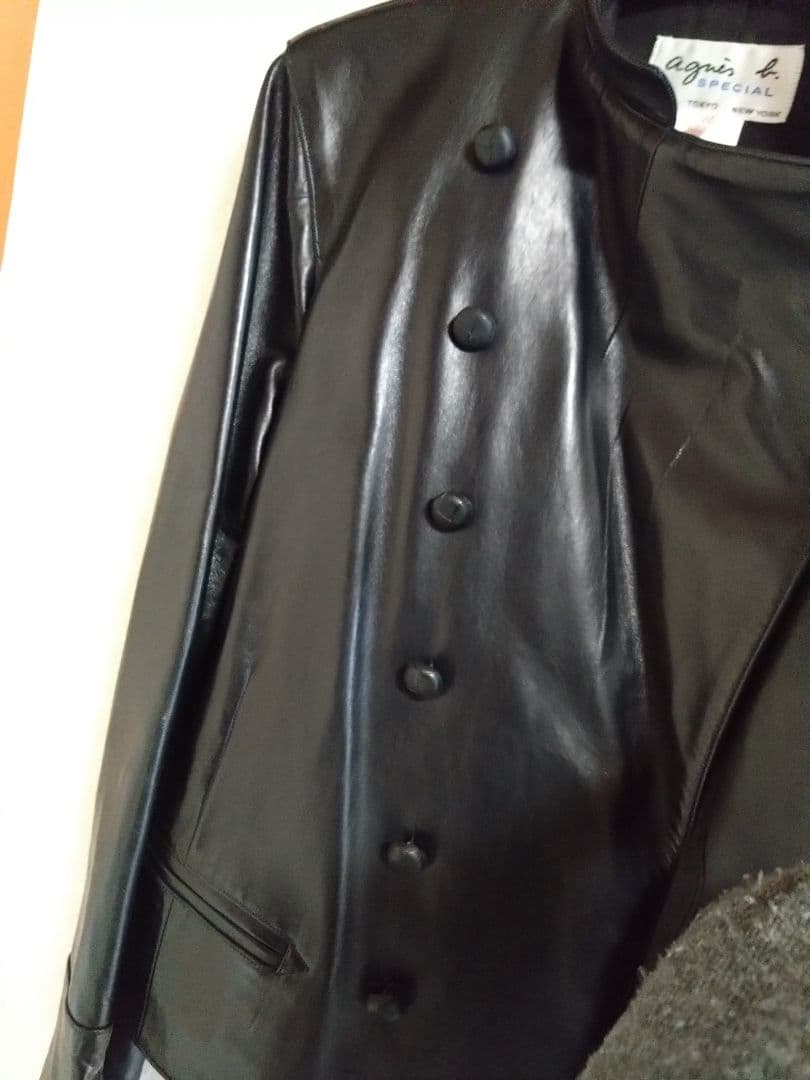 【美品】アニエスベースペシャル　レザージャケット　ナポレオン　黒　40 L
