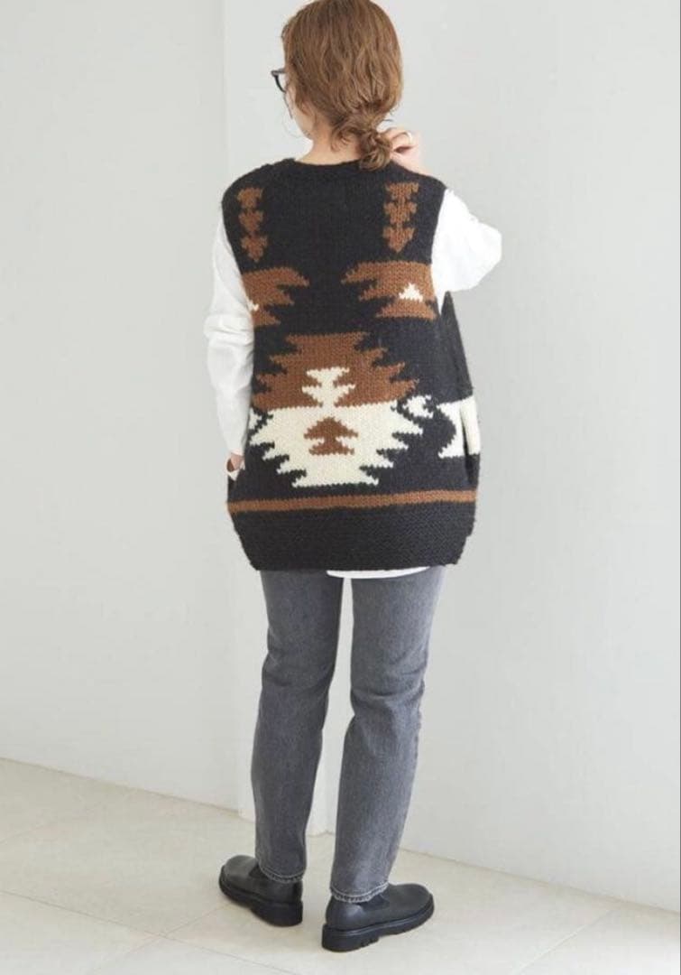 ADAWAS 幾何学模様 ニットベスト