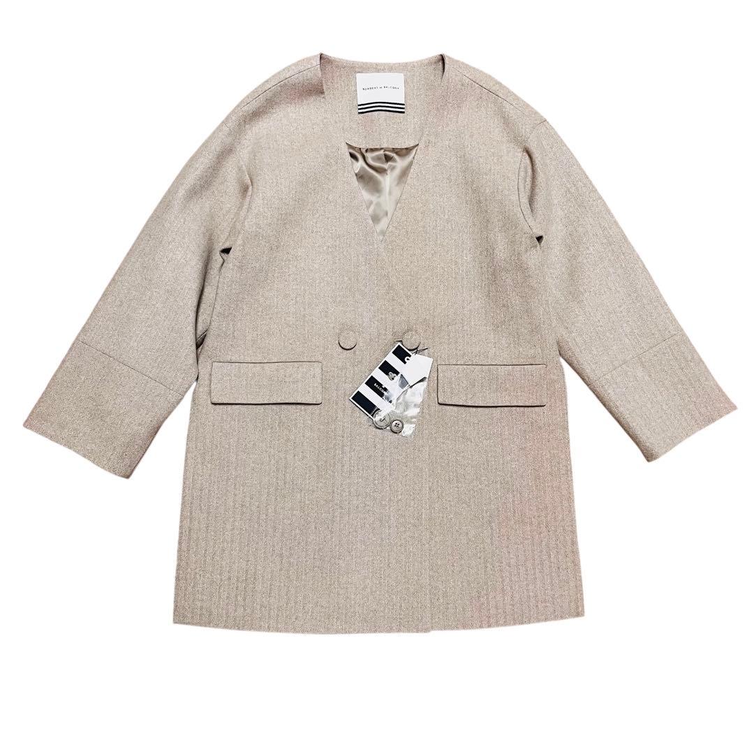 新品タグ付　ボーダーズアットバルコニー ウールへリンボーンジャケット ベージュ